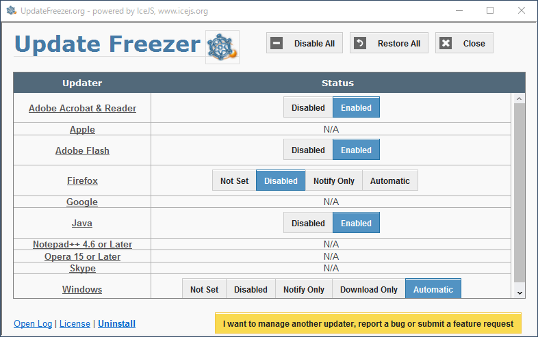 Update Freezer